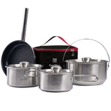 Stainless Steel Camping Cookware Set for Campfire - Camping Pans with Nesting Cookware CretFine