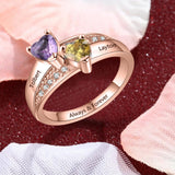 Oseew Personalized 14K Yellow Gold 2 Birthstones Rings Mother's Ring 10k solid Rose Gold 2 Birthstones Rings 14k gold for Mom Jewelry 18K yellow gold Personailzed 2 Birthstones Rings(Rose Gold)