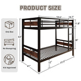nesture. Bunk Bed Twin Over Twin, Heavy Duty Metal Bunkbeds with Full-Length Guardrail, Space-Saving Steel Bed for Kids & Adults, No Box Spring Required, Rustic Brown