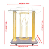 Church Pulpit, Acrylic Pulpit with Wheels,Led Church Podium with Rollers& Vertical Reading Platform
