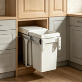 Under Cabinet Pull-Out Trash Can - Dual Recycle Bin with Odor Control, Non-Sliding Design for Kitchen Cabinet - Space-Saving Gray Trash Organizer for Home Use