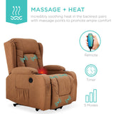 Best Choice Products PU Leather Electric Power Lift Chair, Recliner Massage Chair, Adjustable Furniture for Back, Legs w/ 3 Positions, USB Port, Heat, Cupholders, Easy-to-Reach Side Button - Cognac