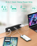 Mifaso Desk Clamp Power Strip 5FT, 40W USB C Fast Charging Station, Black