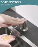 GIMILI LED Kitchen Faucet with Soap Dispenser, Modern Single Handle Spring Kitchen Sink Faucets with Pull Down Sprayer