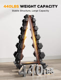 YOLEO Heavy-Duty A-Frame Dumbbell Rack with Wheels, 5-Tier Weight Rack, 440LBS Capacity, Space-Saving Home Gym Storage Organizer (Rack Only)