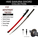 Hand Forged 1045 Katana, Heat-Tempered Full Tang Japanese Samurai Sword