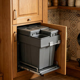 Silent Pull-Out Trash Can for Kitchen Cabinet, 47L Capacity with Damping Hook Design, Ideal for Kitchen, Bathroom & Office - Smooth Sliding Rails for Easy Access