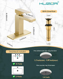 KUZOR Single Hole Bathroom Sink Faucet with Pop-Up Drain, Brushed Gold