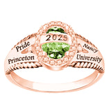 Oseew Class Ring Custom 2027 Graduation Women Men (Rose Gold)