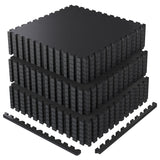AIRHOP 0.79in Thick 72 Sq Ft Exercise Equipment Mats, 18 Tiles Upgraded Rubber Top with High Density EVA Foam, Large Interlocking Puzzle Gym Flooring for Home Gym, Heavy Weight Workout,Black