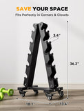 YOLEO Heavy-Duty A-Frame Dumbbell Rack with Wheels, 5-Tier Weight Rack, 440LBS Capacity, Space-Saving Home Gym Storage Organizer (Rack Only)