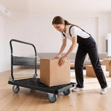 Platform Truck Push Cart Dolly, 1000LBS Heavy Duty Folding Platform Truck with 360° Swivel Wheels, Flat Bed Cart with Space Saving Push