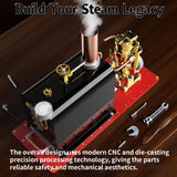 MechPuConToy Steam Engine Model with Boiler DIY Kit, RW-BL1K Mini Reversible Reciprocating Single-Cylinder Live Steam Engine Model Kit for Steam Boat Collectors and Industrial Enthusiasts