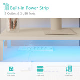 White Computer Desk with File Drawers Cabinet, 55 Inch Home Office Desk with Monitor Stand Shelves Lufeiya