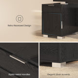 Executive Desk with Power Outlet and File Drawer, Modern Home Office Desk with 3 Large Cabinets and Privacy Panel