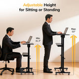 Height Adjustable Sit Stand Workstation (41.3″–50″), Small Compact Mobile Lectern Podium for Home Office