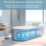 Inflatable Bathtub Bubble Massage Mat, Portable Adult Spa Bathtub, All-in-one Wavemaker and Air Pump, Adjustable Bubble Settings - Includes Remote Control, Inflatable Backrest and Atmosphere Lighting