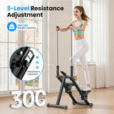 Stair Stepper for Home,Vertical Climber Step Machine with Stable Triangular Frame, 3-Level Resistance & Pedal Adjustment,LCD Monitor, Device Holder, Detachable Handrail, 300 LBS Black