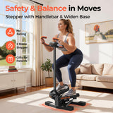 SPORTSROYALS Twist Stepper/Mini Stepper,Steppers for Exercise at Home,Stair Stepper with Resistance Bands for Full Body Workout, 660lbs Weight Capacity