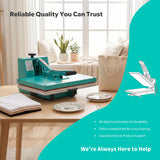 Heat Press Machine, 2000W High Power Manual T-Shirt Press with Slide-Out Drawer, Teflon Coated Heating Plate