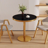 60cm Mid-Century Modern Round Dining Table for 2-4, Pedel Base, Slish Black Design for Home, Office, Living Room, Kitchen, Dining Room, Contemporary Fur