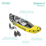 Intex 68307EP Explorer K2 Inflatable Kayak Set: Includes Deluxe 86in Kayak Paddles and High-Output Pump – Adjustable Seats with Backrest – Removable Skeg – 2-Person – 400lb Weight Capacity Intex