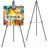 Easel Stand for Sign Folding,63" Portable Metal Easel Stand for Wedding Sign Stand (Black,2 Pack) Rdiorry