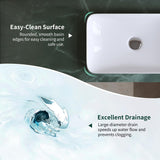 DeerValley Bathroom Vessel Sink, 19.29'' x 11.81'' x 4.72'' Semi Recessed Bathroom Sink Rectangular White Ceramic Sinks for Bathroom Modern Bath Sink Bowl Vanity Sinks Above Counter Basin DV-1V0047