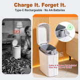 funest Bathroom Trash Can with Lid, Automatic Motion Sensor Trash Can, 3.5 Gallon Garbage Can, Type-C Rechargeable, Bag-Holding Design, Office