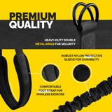 Pull Up Assistance Bands Set - 4 Heavy-Duty Pull Up Bands, Height Adjustable Strap & Comfortable Foot Strap - Stackable Pull Up Resistance Bands for Pull Ups (Black)