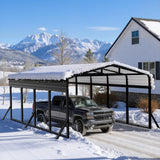 12x20FT Heavy Duty Metal Carport with Side Support Poles for All Weather