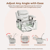 Electric Nursery Recliner Chair, Triple Motor Power Glider, 270° Swivel Rocking Chair with Adjustable Armrests, 8-Point Massage & Lumbar Heating, Phone Holder & Storage, Upholstered Nursing Chair