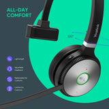 Wireless DECT Headset Teams Certified, Long Wireless Range 160m/525ft,Talk Time 13H,Speaker,Work with PC/Laptop/Desk Phone Yealink