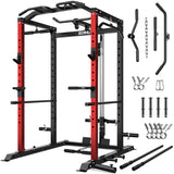Goimu C1-V4 Power Cage, 2000LBS Squat Rack with LAT Pulldown, Multi-Function Weight Cage Strength Training Machine, Workout Cage with More Attachments (C1-SE RD)