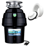 Eco Logic EL-9-DS-WH 9 Deluxe Designer Series Food Waste Disposer with White Sink Flange, 3/4 HP