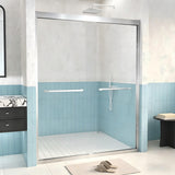 LOHCEH Shower Door Double Sliding,50-54.in Wx72 in.H Semi-Frameless Shower Door,1/4 Inch Clear Tempered Shower Glass Doors with Explosion-Proof Film,Brushed Nickel