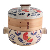 HMWOKPOT Japanese Casserole Pot with Handles for Cooking, Ceramic Casserole Clay Pot Steam Stew Pot with Steamer Basket,A,4L