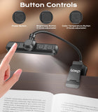 Book Stand with Light, 360° Rotating Holder with Page Clip, Ergonomic
