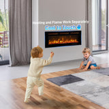 Winado 42" Electric Fireplace, Inserts/Wall Mounted Fireplace Heater with Remote Control, 12 Adjustable Flame Colors, Log & Crystal, 8H Timer for Living Room, Bedroom Inddoor