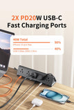 AnnTane Desk Clamp Power Strip USBC, 40W Fast Charging, 10 Ft, Black