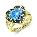 Oseew 2027 Class Graduation Ring Women High School College (Yellow Gold)