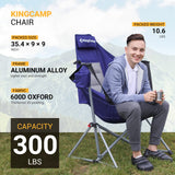 KingCamp Hammock Camping Chair Swinging Recliner Chair for Backyard Lawn Beach Camp Outside Indoor Adults Portable Lounger Folding Chair Hold Up to 300lbs with Carrying Bag Cup Holder (Blue/Grey)