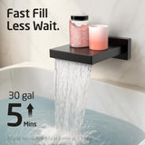 KES Black Bathtub Shower Faucet Set with 12" Rectangle Rain Shower Head, Shower System with 3-Modes Handheld Spray and Waterfall Tub Spout, cUPC Anti-Scald Valve included, XB6336S12-BK