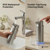 GentleJet CrystalJet Automatic Liquid Soap Dispenser – Touchless Sensor, Stainless Steel, USB-C Rechargeable, Waterproof Kitchen & Bathroom Countertop Soap Dispenser, 300 ml