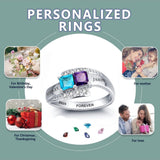 Oseew Mothers rings with 2 birthstones 14k gold mothers ring 2 birthstones real white gold personalized mothers ring 18k gold Mother daughter Ring 10k Gold