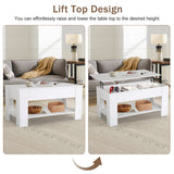BIQWBIC Modern Coffee Table, White, Lift Top, Wooden, Storage Shelf, 28x28x24 inches