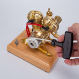 Engine Model Kit That Runs, Mini OHV V-Twin Double-Cylinder Four-Stroke Engine Model for Motorcycle, Physics Science Experiment for Adult