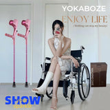 YOKABOZE Forearm Crutches for Adults Foldable Knee Patients Mobility aids for Childre and Seniors for with Leg Injury Adjustable Travel Lightweight Walking Stick (Pink Pro)