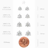 Carbon Atelier IGI Certified 1 1/2 Carat Lab Grown Diamond Round Stud Earrings for Women in 14K White Gold (I-J, VS1-VS2, 1.50 cttw) 3-Prong Martini Setting Push Back Studs