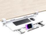 Keyboard Tray Under Desk with Drawer, White, 26.77" X 11.81"